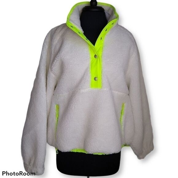 AEO Sherpa/Neon Sweatshirt/Jacket - Size Large - Picture 2 of 8